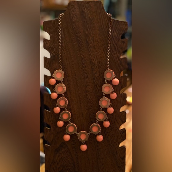 Circles & balls Light peachy pink statement necklace 29” adjustable shorter - Picture 2 of 2